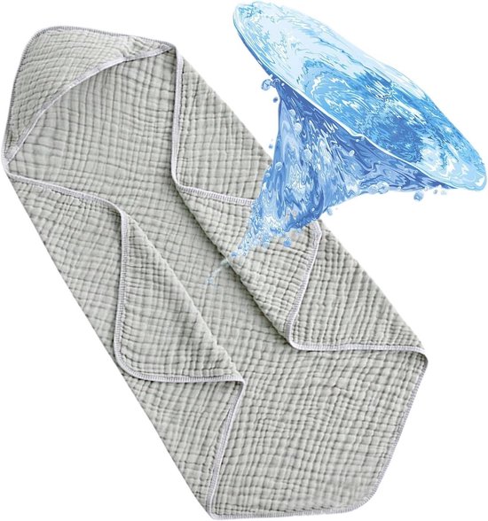 Baby Badcape - Baby Handdoek - Baby Verzorging - Huidvriendelijk Katoen - 90 x 90 Cm - Grijs van Merkloos