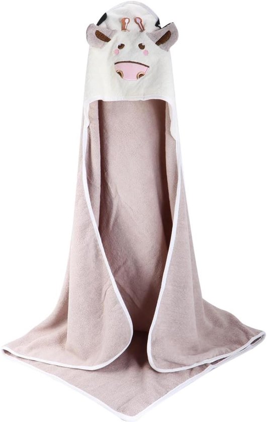 Baby Badcape - Kinder Handdoek - Na het Baden - Met Capuchon - 90x90cm - Lichtgrijs van Merkloos