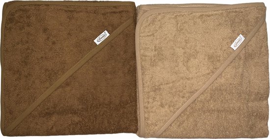 Baby badcape / omslagdoek | brown & sand  (set van 2) - 100% katoen - Funnies van Funnies.