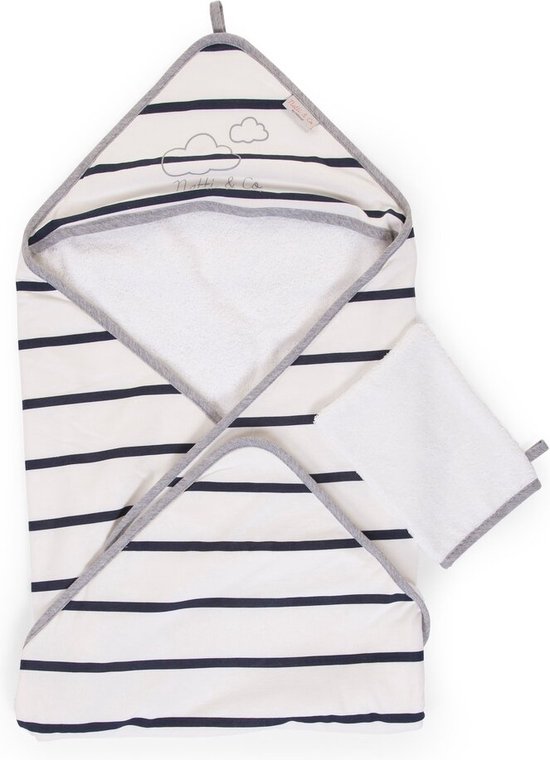 Baby Badcape + Washandje - 80x80 Cm - Jersey - Marin van Jollein