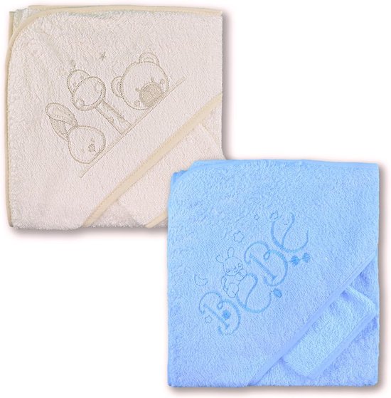 Baby Baddoek met Capuchon en Wasbarek 75x75 cm Katoen Absorberend van Merkloos