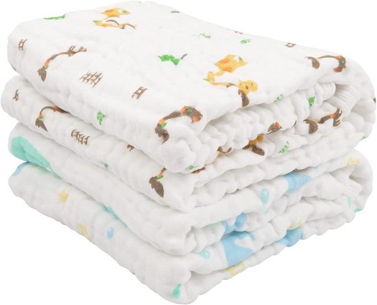 Baby Badhanddoek - Met Capuchon - Baby Verzorging - 100% Mousseline Katoen - 2 Stuks - Giraf & Walvis