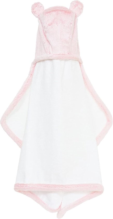 Baby badhanddoek - Met oren - Na het badje - Superzacht katoen - 104 x 61 cm - Roze van Merkloos