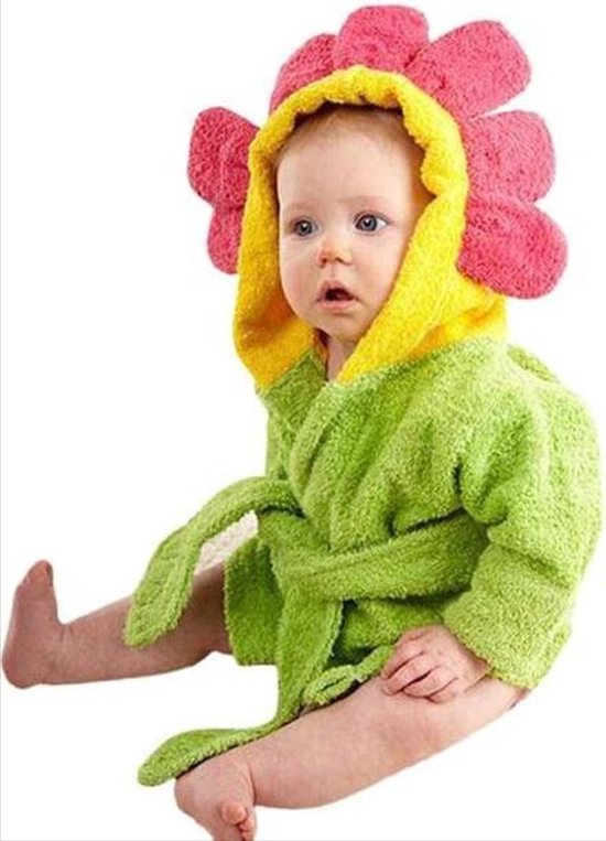 Baby badjas (0-12 Maanden) - Bloem - Groen / rood - Van Heble® van Heble®