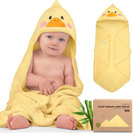 Baby Badjas - Baby Handdoek - Na het badje - Extra zacht bamboe - 89 x 89 cm - Eendje