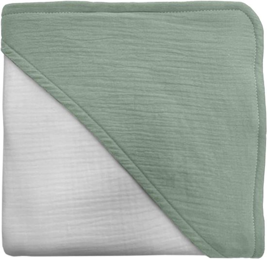 Baby Badjas Capuchon - Baby Handdoek Baby Cape - Baby Verzorgen - Dubbellaags Mousseline - 1 x 1 m - Mint