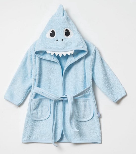 Baby Badjas Dinosaurus - 2-3 Jaar – Met Capuchon – Zacht & Absorberend – Dieren Design – Lichtblauw van Little Teds