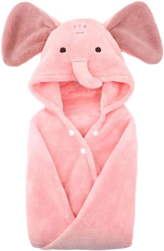Baby Badjas - Kinder Poncho - Na het badderen - Met capuchon - 70 x 140 cm - Dierenprint