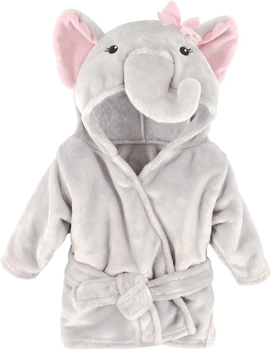 Baby Badjas - Kinderbadjas Omslagdoek - Na Zwemmen - Dieren Capuchon - Past Boven Knie - Grijs
