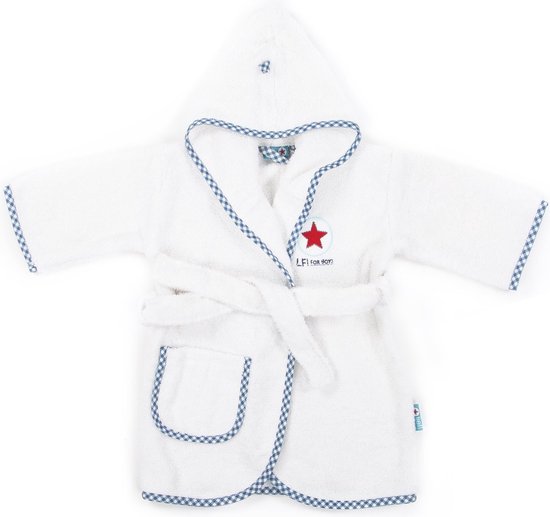 Baby badjas Lief! Katoenen babybadjas met capuchon - kraamcadeau - 1-2 jaar - Wit - jongens van Merkloos