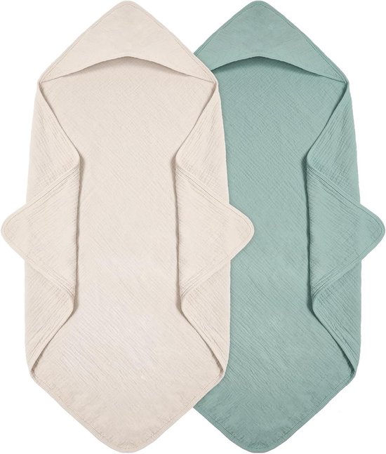 Baby Badjas met Capuchon - Baby Handdoek Kinder Badcape - Baby Afdrogen - Vierlaagse Constructie - 76 x 76 cm