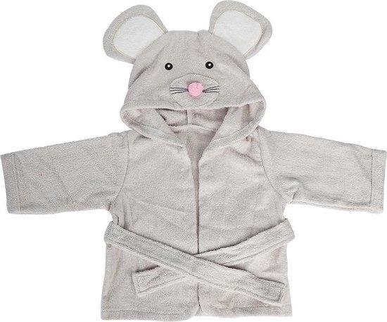 Baby Badjas - Muisje badstof badjas licht grijs muis van Funnies.