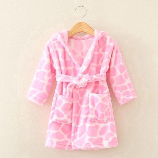 Baby badjas - Roze koeienvlekjes - Inclusief gratis baby borstel & kam van Molletje Baby.