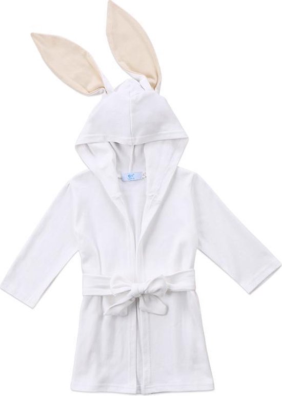 Baby badjas, wit, konijn, sinterklaas, kerst, kado, cadeau, present van Merkloos