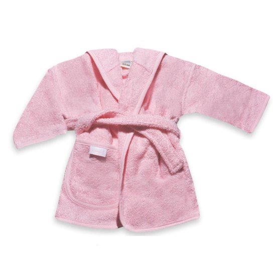 Baby badjasje licht roze 1 - 2 jaar van Funnies - met naam erop geborduurd op voor- en achterkant