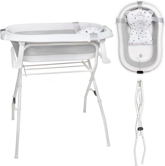 Baby Badje Met Standaard - Babybadje - Inklapbaar Bad Met 80 cm Frame - Bad Baby Met Kussen - Zitbad - Opvouwbaar Bad Kinderen - Baby badje - Bath Bucket - Opvouwbaar bad baby – Babybadset