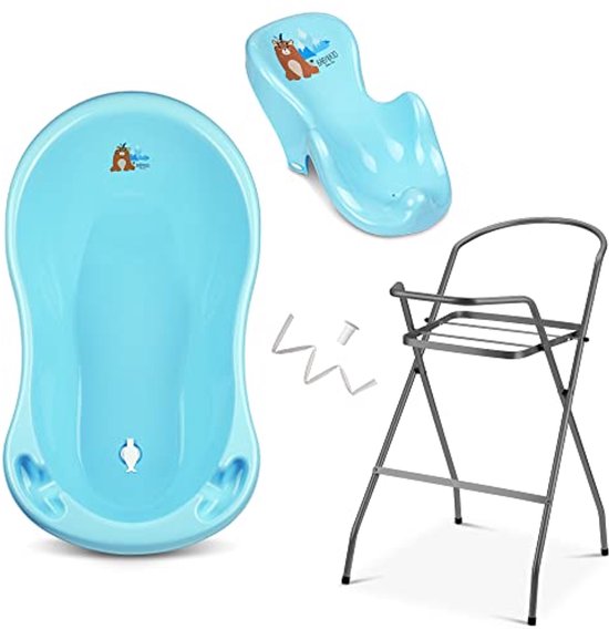 Baby Badje met Standaard en Antislip Badzitje voor Pasgeborenen - Ideale Badset van Merkloos