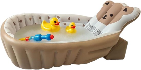 Baby Badje - Opblaasbaar Badje - Veilig Baden - Verstelbare Steun - 104 x 45 cm - Bruin