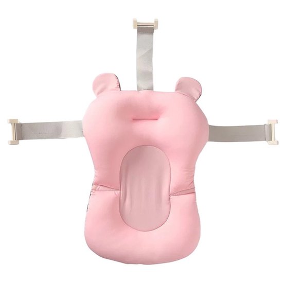 Baby Badkussen - Anti-Slip Drijvend Badstoeltje - Nieuweling Badmat met Beerontwerp - Baby Badondersteuningsnet - Roze - 28 x 43 x 26 cm - 1 Stuk van Merkloos