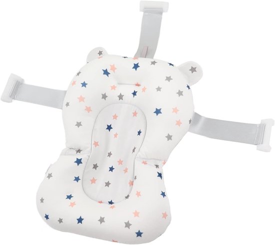 Baby Badkussen - Baby Zitje Bad - Veilig Baden - Opvouwbaar Ontwerp - 0-12 Maanden - Witte Sterren