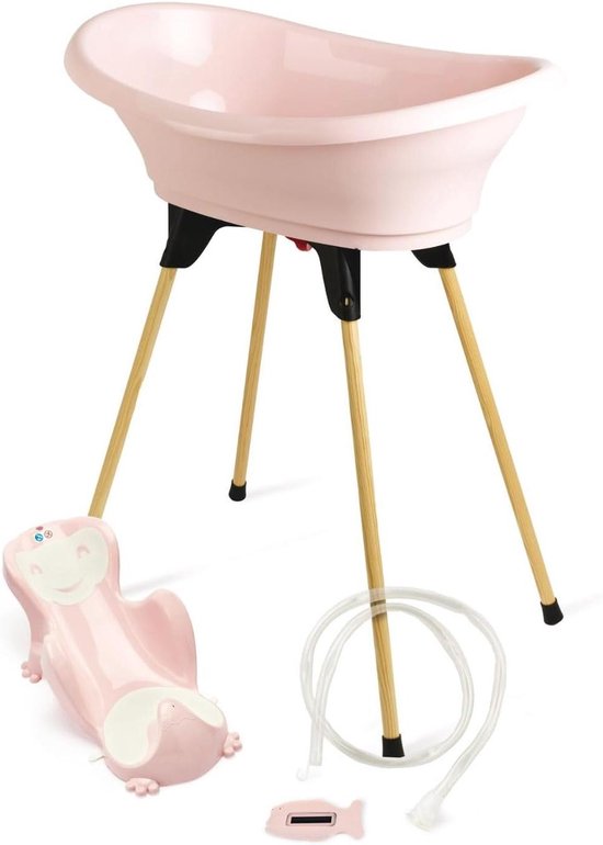 Baby Badset - Badkuip met standaard - Baby Verzorging - 5-in-1 Compleet - 76.5 cm - Poederroze
