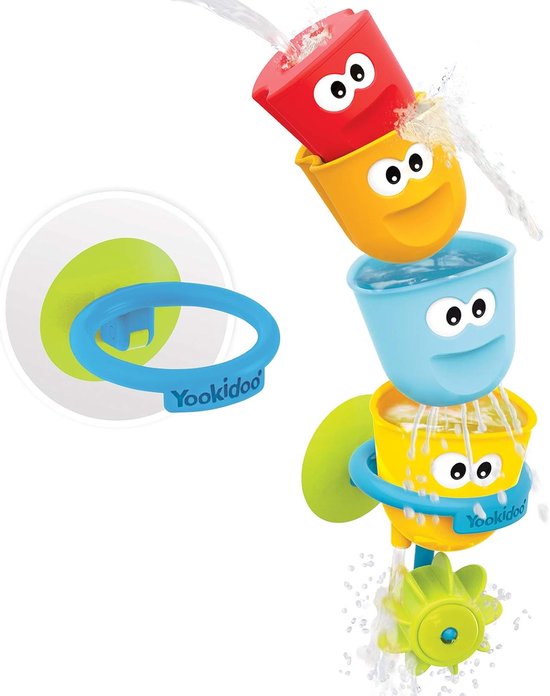 Baby Badspeelgoed Set - Stapelbare Bekers - Tijd in Bad - Met Waterwiel - 10 x 15 x 5 cm