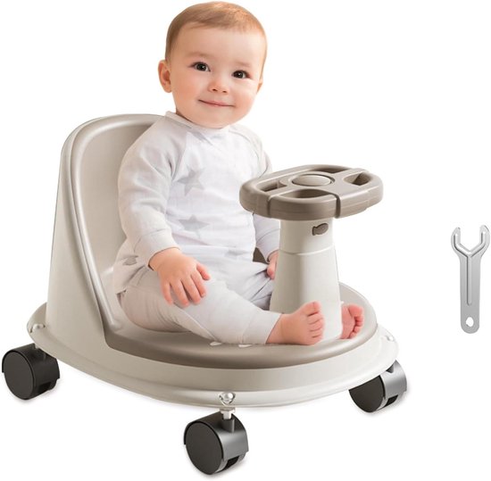 Baby Badstoel - Zitje Douche - Veilig Wassen - Met Wielen - 38x30x18cm - Khaki