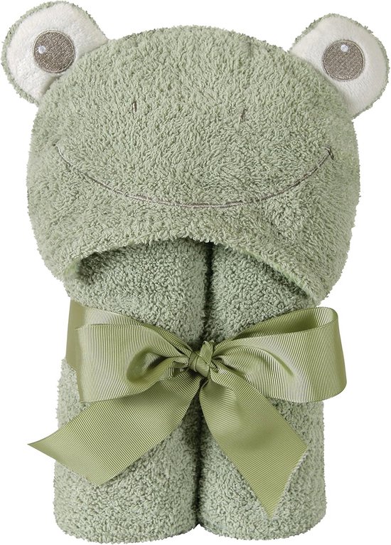 Baby badstof handdoek - Met capuchon - Na het badderen - Zachte pluche stof - 97x74 cm - Groene kikker