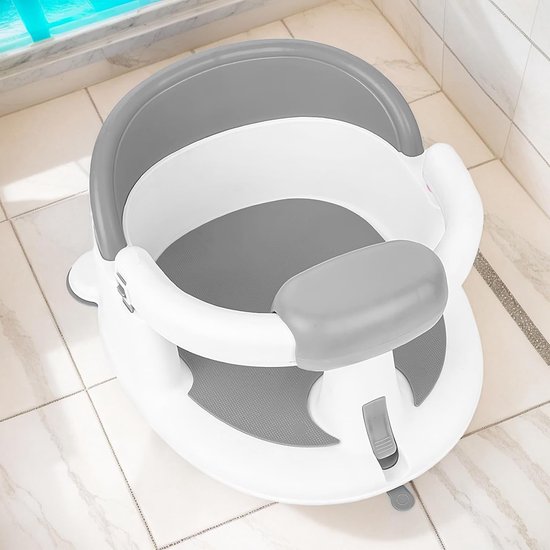 Baby Badzitje – Antislip Baby Badstoel voor Veilig Baden – Ergonomisch Badzitje voor Baby’s – Grijs van Merkloos