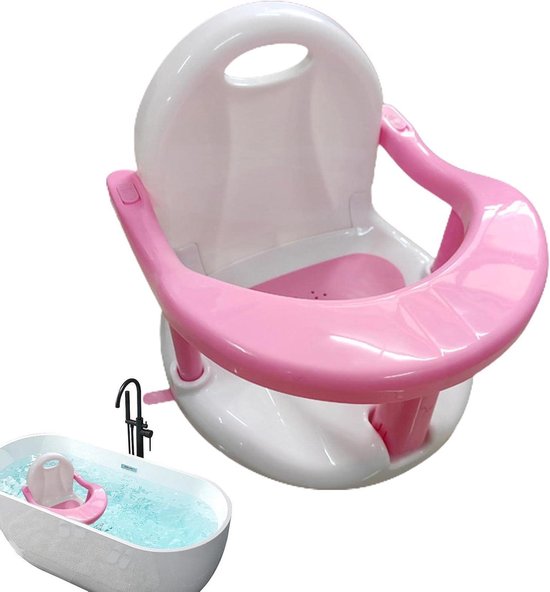Baby badzitje - Babydouche stoel - Veilig badderen - Antislip zuignappen - 32 x 32 x 28 cm - Wit roze