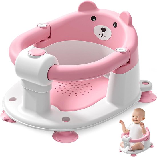 Baby badzitje - Peuter stoel - Veilig badderen - Antislip zuignappen - 40 x 38 x 35 cm - Roze