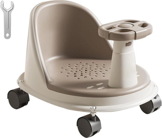 Baby Bath Seat, Ergonomic Support Chair, 14.96x11.81x7.09 Inches Non Slip Wheel Base, Comfortable Shower Accessories for Home Assisted Sitting Girl Safety Kids Boy Bathroom Time