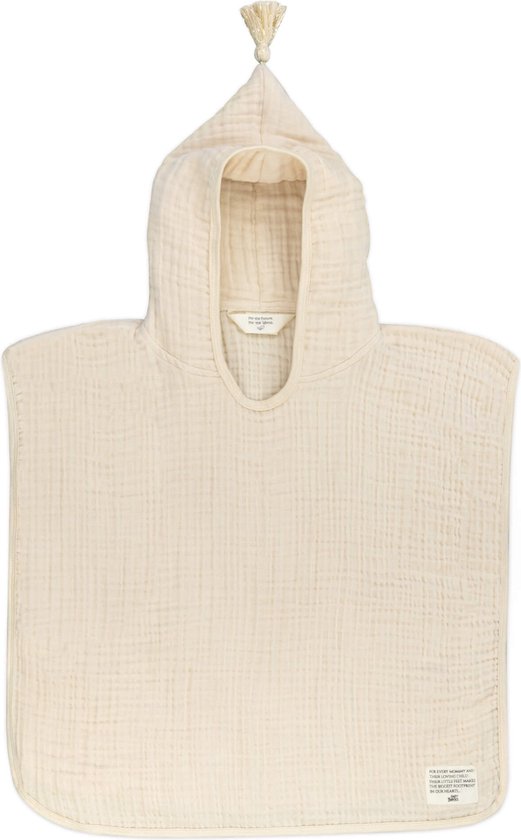 Baby Bello - Badponcho 12-36 maanden - Sandshell/Ecru - Hydrofiel - Capuchon & kwastje