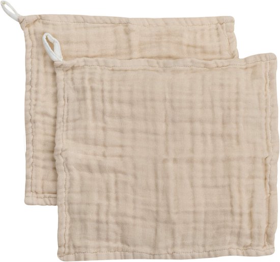 Baby Bello hydrofiele spuugdoekjes set van twee - sandshell/beige van Baby Bello