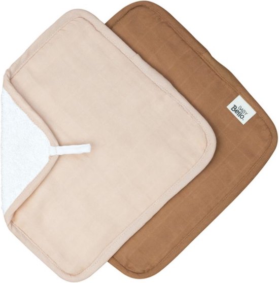 Baby Bello Washandje Toasted Almond / Desert Rose 2 Stuks van Baby Bello