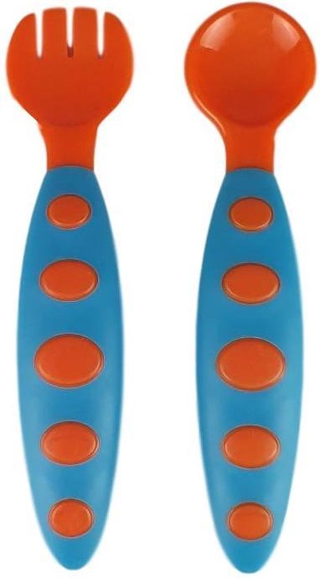 Baby bestekset - Blauw / Oranje - Kunststof 1 van HEMA