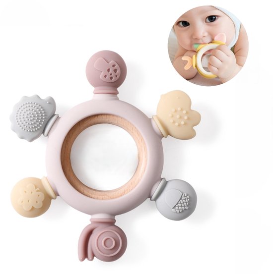 Baby bijtring - Speelgoed baby - Bijtring - Verzachtend voor tandjespijn - Veilig kauwspeelgoed - Bijt speelgoed – Tandjes - Veilig en gezond – BPA-vrij – Babyaccessoires - LOUZIR van Merkloos