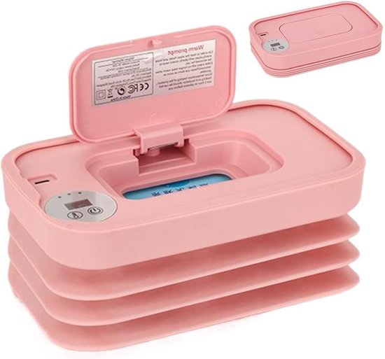 Baby Billendoekjes Warmer - Draagbare Opwarmer - Reizen met Baby - Snelle Opwarming - 20 cm - roze
