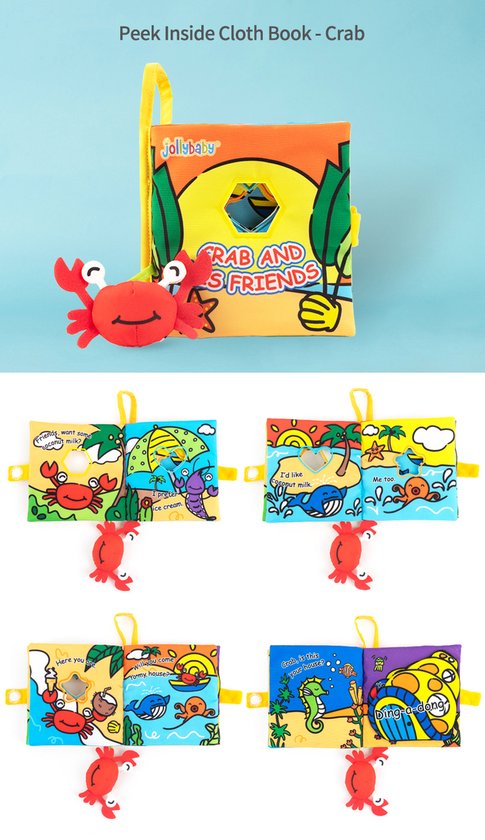 Baby boek/knisperboekje / schoencadeautjes sinterklaas/ sinterklaas cadeautjes/ sinterklaas/ kerstcadeau/baby born/Zacht Baby boek /Zacht Speelgoed/Speelgoed voor baby/ Speelgoed Voor Kinderen/ crab and his friends van Moozle en Toff