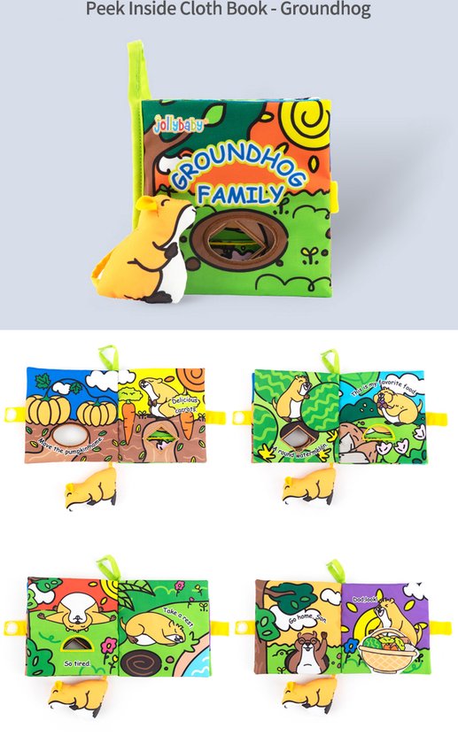 Baby boek/knisperboekje / schoencadeautjes sinterklaas/ sinterklaas cadeautjes/sinterklaas/ kerstcadeau/ baby born/Zacht Baby boek /Zacht Speelgoed/Speelgoed voor baby/ Speelgoed Voor Kinderen/ groundhog family van Merkloos