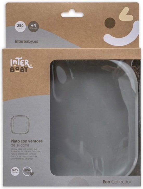 Baby bord siliconen met zuignap - grijs - kraamcadeau van Eco Monkey
