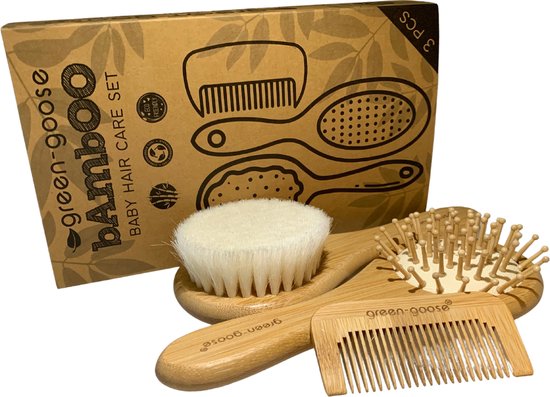 Baby Borstel - Baby Verzorginsset - Baby Kam - Baby Setje - Baby Manicureset - Baby borstel en kam - Houten Baby Kam van Ebeletoys