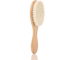 Baby borstel - Babykam - Babyhaar kammen - Zachte borstel - Kraamcadeau - Geitenhaar borstel - Houten babyborstel - Baby haarverzorging - Newborn brush - Baby hair brush - Houten kam - Jonyx