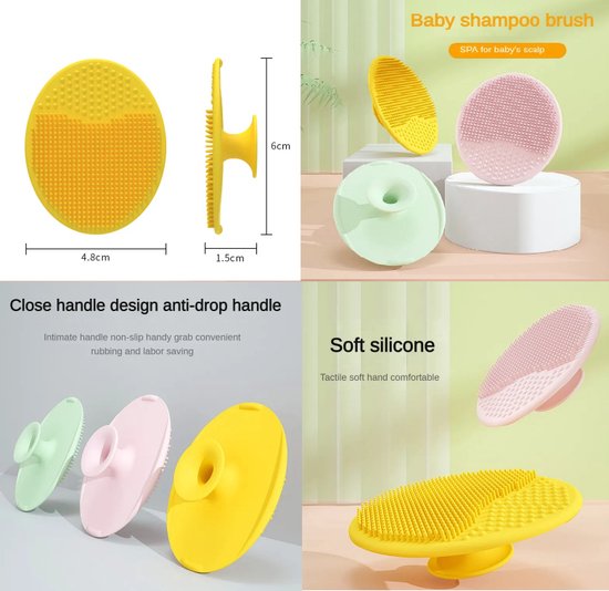 Baby Borstel - Massage Borstel Hoofdhuid - Siliconen - Zacht - Kraamcadeau - Babyborstel - Baby Haarborstel - Baby Verzorgingsset - Baby Verzorgingsproducten van The Cotton Cloud