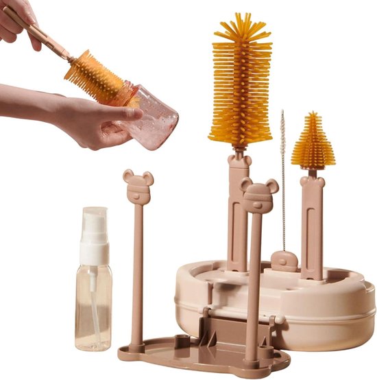 Baby Bottle Brush Set, Nipple and Straw Cleaner Tools, Multi Size Washing Brushes, Flexible Cleaning Heads, Easy Grip Handle Design, for Bottles Tumblers Food Containers Glasses