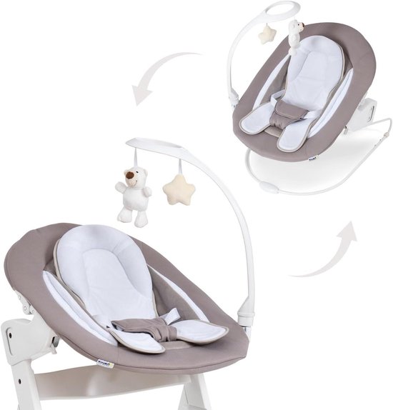 Baby Bouncer - Kinderstoel Inzet - Vanaf Geboorte Gebruiken - Verstelbare Rugleuning - Tot 9 kg - Beige