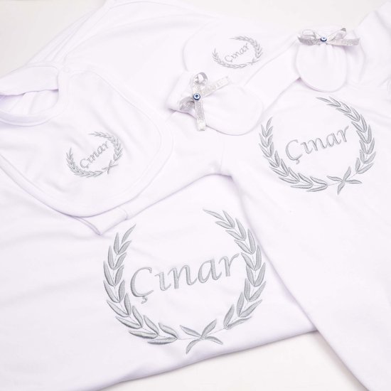 Baby Boy Geboorte Set 5 Stuks Sets Gepersonaliseerde Naam Geborduurd, Nieuwe Baby Deken Kussen Coming Home Outfits Geboorte Cadeau, Nieuwe Baby Cadeaus, Pasgeboren Kleding, Zilveren Baby Kleding van Ginger Olive