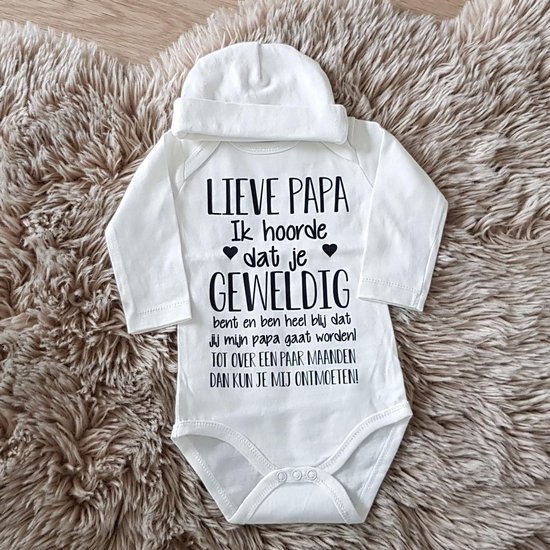 Baby cadeau geboorte meisje jongen set met tekst aanstaande zwanger kledingset pasgeboren unisex Bodysuit |  babykleding Huispakje | Kraamkado | Gift Set babyset kraamcadeau pakje babygeschenk babygeschenkset kraampakket lieve papa worden geweldig van Lovable Gifts