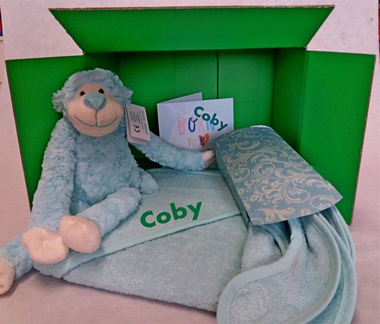 Baby cadeau pakket-geborduurde badcape van Little Dutch
