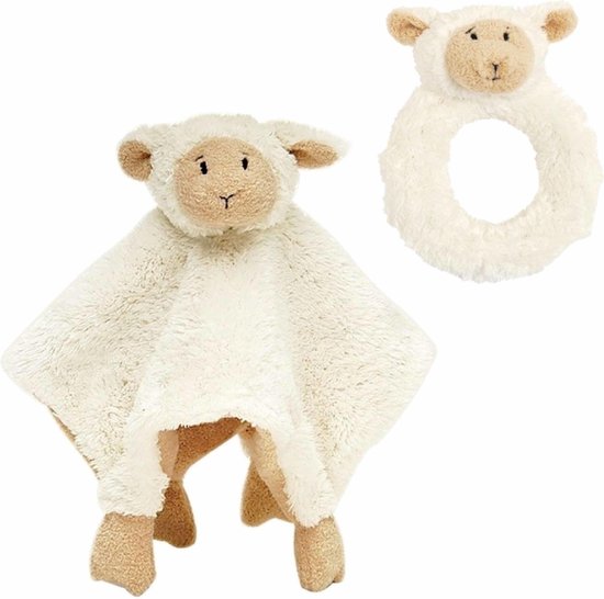 Baby cadeau setje rammelaar en tuttel doekje van Lammy het lammetje - Happy Horse knuffels van Happy Horse